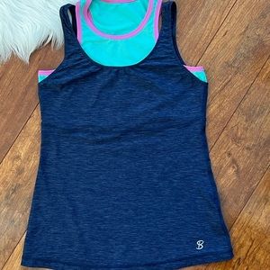 Sofibella Layered Tennis Tank with Built-in Bra